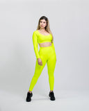 Legging mate deportivo control abdomen color amarillo neón