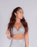 Top brillante Anastasia gris plata