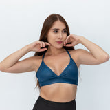 Top brillante Anastasia azul grisáceo