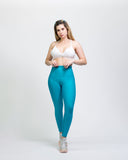 Legging mate deportivo control abdomen color azul ópalo