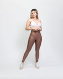 Legging brillante efecto cuero control abdomen color cocoa