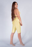 Biker brillante efecto cuero control abdomen color amarillo márfil