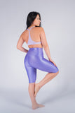 Biker brillante efecto cuero control abdomen color lila