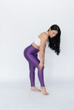 Legging brillante efecto cuero control abdomen color púrpura