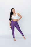 Legging brillante efecto cuero control abdomen color púrpura
