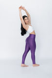 Legging brillante efecto cuero control abdomen color púrpura