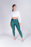 Legging brillante efecto cuero control abdomen color verde esmeralda