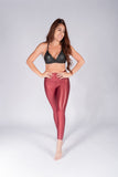 Legging brillante efecto cuero control abdomen color vinotinto