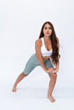 Biker jaspeado deportivo control abdomen color verde olivo