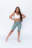 Biker jaspeado deportivo control abdomen color verde olivo